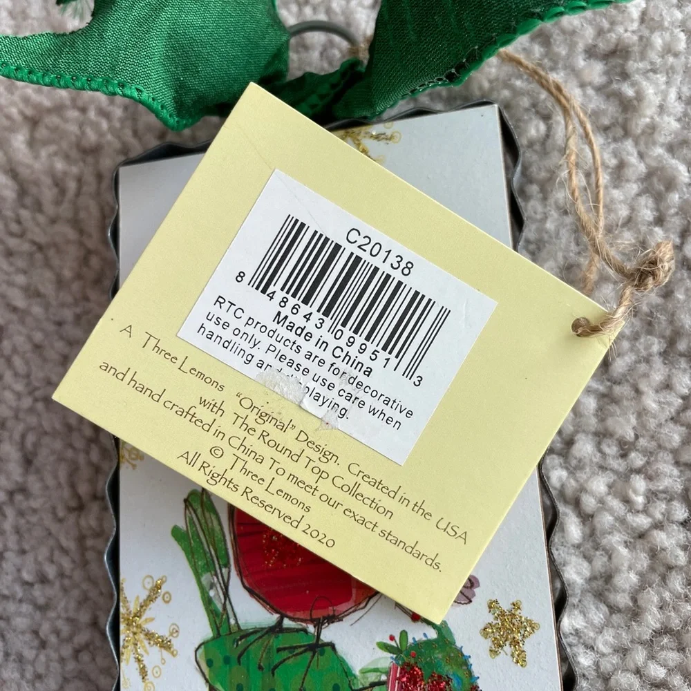 The Round Top Collection Glitter Holiday Birds Bow Mini Gallery Ornament